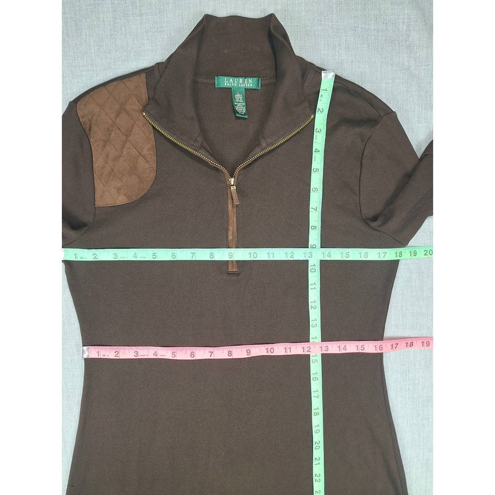 Lauren Ralph Lauren Brown Quilted Shoulder Equestrian Knit Dress L Womens - Picture 3 of 7